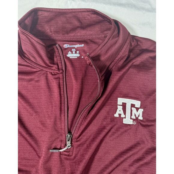 Men's Champion Texas A&M Aggies Quarter‎ Zip Long Sleeve Pullover  - 2XL Good - Picture 9 of 12
